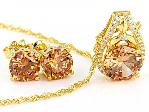 Bella Luce ® 13.66ctw Champagne And White Diamond Simulants Eterno™ Yellow Jewelry Set (8.18ctw DEW)