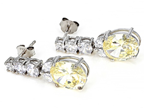 Bella Luce® 14.48ctw Canary And White Diamond Simulants Rhodium Over Silver Earrings (9.62ctw DEW)