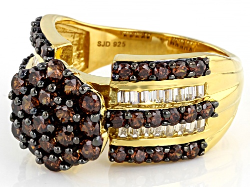 Bella Luce ® 3.81ctw Mocha And White Diamond Simulants Eterno™ Yellow Ring (1.69ctw DEW) - Size 10