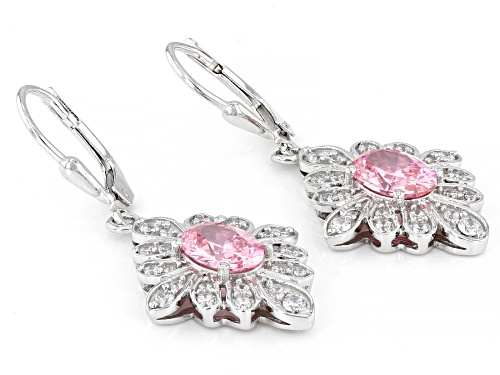 Bella Luce ® 5.37ctw Pink And White Diamond Simulants Rhodium Over Silver Earrings (3.00ctw DEW)