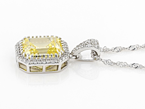 Bella Luce® 6.88ctw Canary and White Diamond Simulants Rhodium Over Silver Pendant With Chain