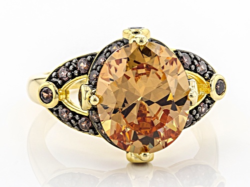 Bella Luce® 9.69ctw Champagne and Mocha Diamond Simulants Eterno™ Yellow Ring (5.63ctw DEW) - Size 12