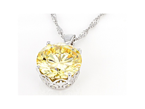 Bella Luce ® 15.10ctw Canary And White Diamond Simulants Rhodium Over Silver Pendant With Chain