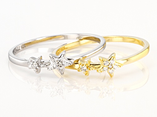 Bella Luce ® White Diamond Simulant Rhodium Over Sterling Silver And Eterno™ Yellow Star Rings - Size 7