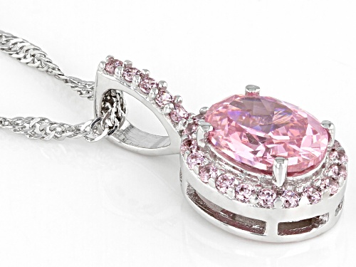 Bella Luce ® 3.57ctw Pink Diamond Simulant Rhodium Over Silver Pendant With Chain (2.11ctw DEW)