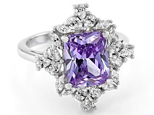 Bella Luce® 6.94ctw Lavender And White Diamond Simulants Rhodium Over Silver Ring (5.55ctw DEW) - Size 10