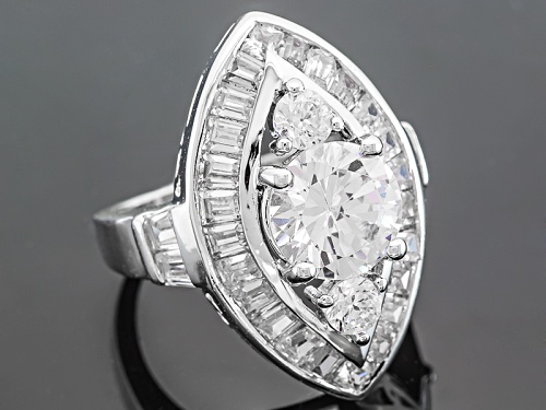 Bella Luce ® 7.03ctw Diamond Simulant Rhodium Over Sterling Silver Ring (3.59ctw Dew) - Size 5