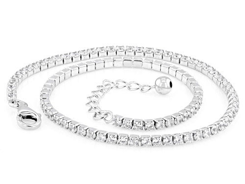 Bella Luce ® 5.22ctw Round Rhodium Over Sterling Silver Anklet (2.61ctw Dew) - Size 10