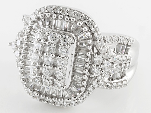 Bella Luce ® 3.55ctw Diamond Simulant Rhodium Over Sterling Silver Ring (2.11ctw Dew) - Size 8