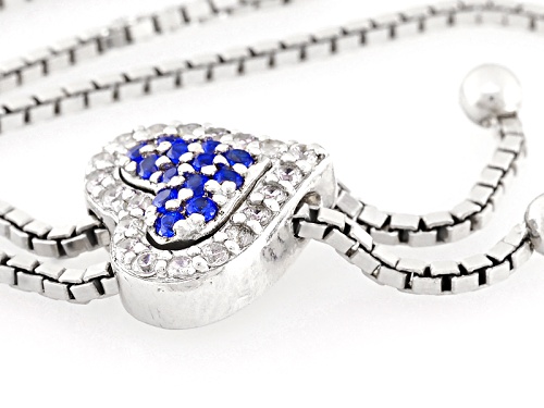 Bella Luce ® .48ctw Sapphire And Diamond Simulants Rhodium Over Silver Adjustable Heart Necklace
