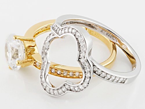 Bella Luce ® 2.89ctw Diamond Simulant Rhodium Over Sterling & Eterno ™ Yellow Ring W/Guard - Size 9