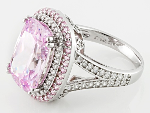 Bella Luce® 14.08ctw Pink & White Diamond Simulant Rhodium Over Sterling Silver Ring (9.13ctw Dew) - Size 12