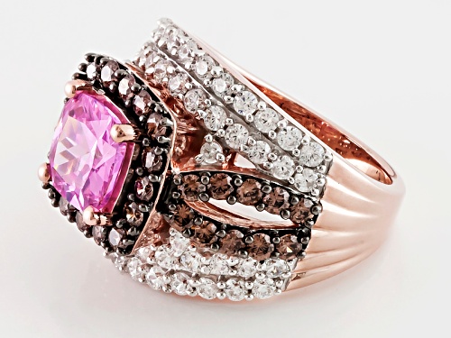 Bella Luce ® 8.71ctw Pink, Champagne & White Diamond Simulant Eterno ™ Rose Ring (4.53ctw Dew) - Size 5