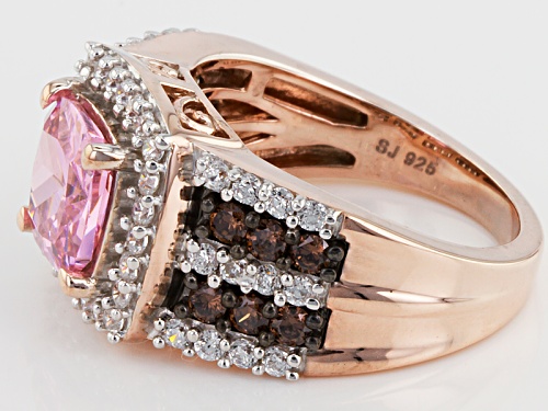 Bella Luce ® 5.90ctw Pink, Mocha & White Diamond Simulant Eterno ™ Rose Ring (3.12ctw Dew) - Size 5