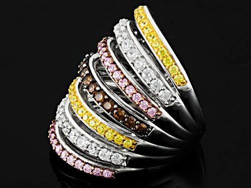 Bella Luce ® 4.53ctw Multi-Color Diamond Simulant Rhodium Over Sterling Silver Ring (2.19ctw Dew) - Size 5