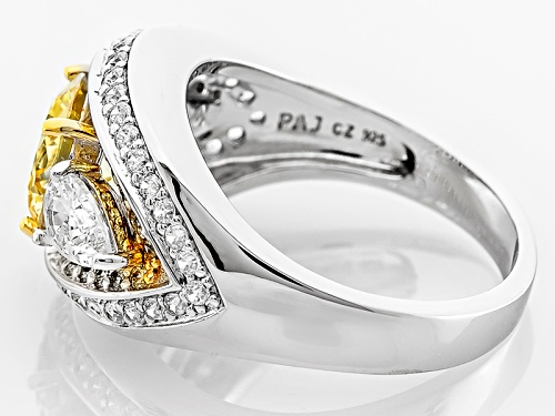 Bella Luce ®5.35ctw Canary & White Diamond Simulants Rhodium Over Silver And Eterno™Yellow Ring - Size 8