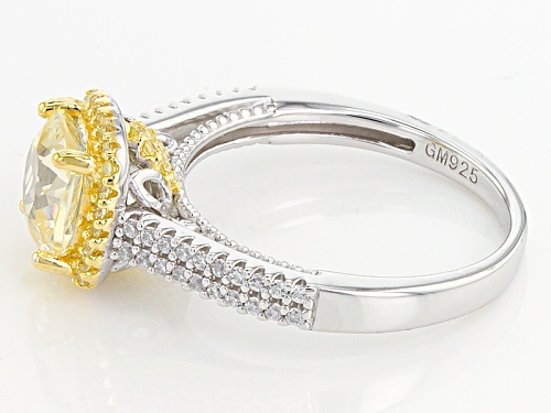 Bella Luce ® 4.00ctw Canary & White Diamond Simulants Eterno ™ Yellow/ Rhodium Over Silver Ring - Size 9
