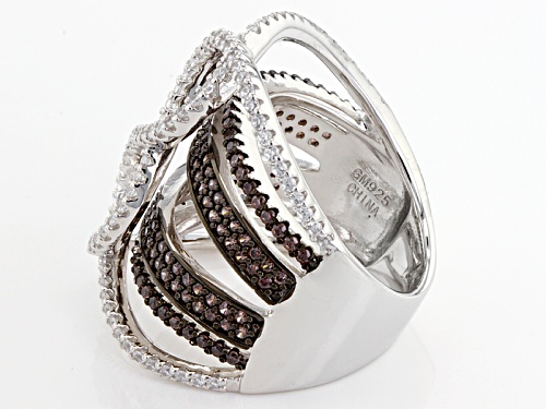 Bella Luce®2.81ctw Mocha & White Diamond Simulants Black & White Rhodium Over  Silver Ring - Size 6