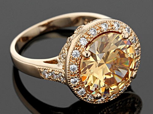 Bella Luce ® 11.59ctw Champagne & White Diamond Simulant Eterno ™ Rose Ring (7.34ctw Dew) - Size 9