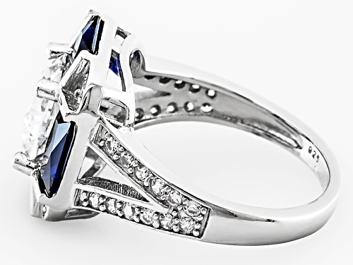 Bella Luce ® 5.51ctw Lab Created Blue Spinel And Diamond Simulant Rhodium Over Sterling Silver Ring - Size 7