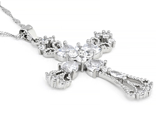 Bella Luce ® 4.70ctw Diamond Simulant Rhodium Over Silver Cross Pendant With Chain(2.03ctw Dew)