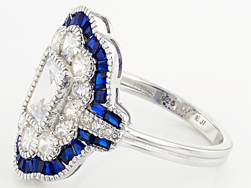 Bella Luce ® 3.57ctw White Diamond Simulant And Lab Created Blue Spinel Rhodium Over Silver Ring - Size 12