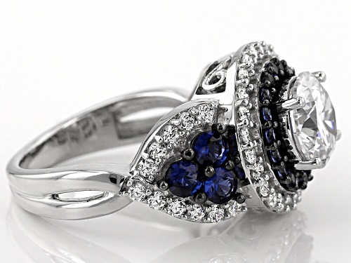 Bella Luce ® 5.68ctw Diamond Simulant & Lab Created Sapphire Rhodium Over Sterling Silver Ring - Size 12