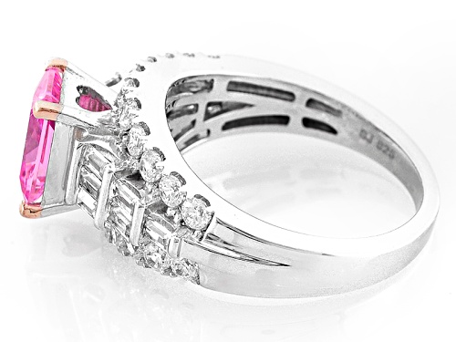 Bella Luce ® 4.44ctw Pink & White Diamond Simulant Rhodium Over Sterling Silver Ring (3.20ctw Dew) - Size 5
