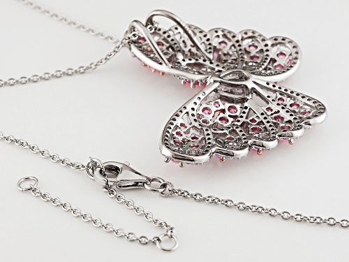 Bella Luce ® 6.65ctw White & Pink Diamond Simulant Rhodium Over Sterling Butterfly Pendant & Chain
