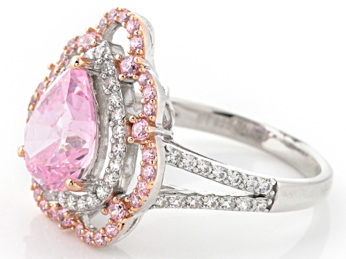 Bella Luce ® 5.19ctw Pink & White Diamond Simulant Rhodium Over Sterling Silver Ring (3.03ctw Dew) - Size 5