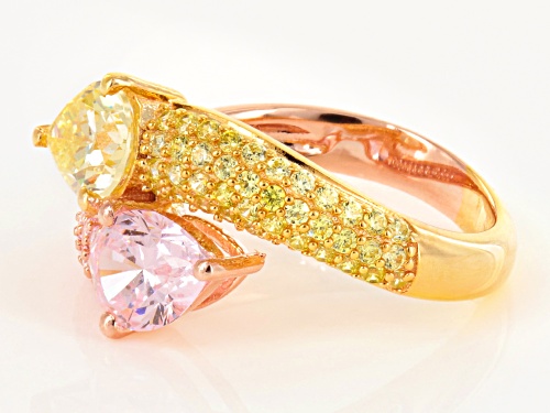 Bella Luce ® 5.28ctw Yellow & Pink Diamond Simulant Eterno ™ Yellow & Rose Ring (3.24ctw Dew) - Size 10