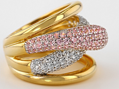 Bella Luce ® 3.25ctw Pink & White Diamond Simulant Round Eterno ™ Yellow Ring (1.69ctw Dew) - Size 7