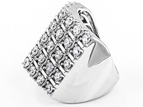 Bella Luce ® 4.10ctw Diamond Simulant Round Rhodium Over Sterling Silver Ring (2.10ctw Dew) - Size 5