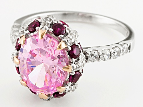 Bella Luce ® 5.92ctw Pink & White Diamond & Ruby Simulants Rhodium Over Sterling Silver Ring - Size 7
