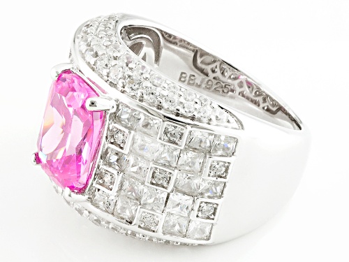 Bella Luce ® 8.02ctw Pink & White Diamond Simulant Rhodium Over Sterling Silver Ring (6.57ctw Dew) - Size 7