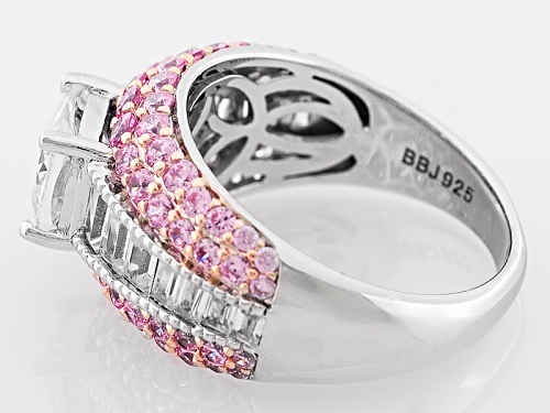 Bella Luce ® 5.19ctw White & Pink Diamond Simulant Rhodium Over Sterling Silver Ring (3.54ctw Dew) - Size 7