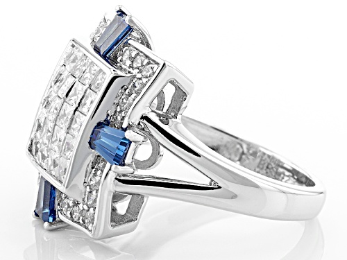 Bella Luce ® 3.39ctw White Diamond Simulant & Sapphire Simulant Rhodium Over Sterling Silver Ring - Size 8