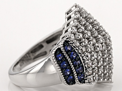 Bella Luce ® 4.20ctw Diamond Simulant & Lab Created Sapphire Rhodium Over Sterling Silver Ring - Size 11