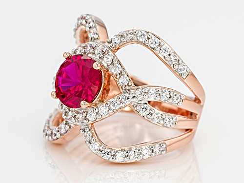 Bella Luce ® 2.32ctw Lab Created Ruby & White Diamond Simulant Round Eterno ™ Rose Ring - Size 7