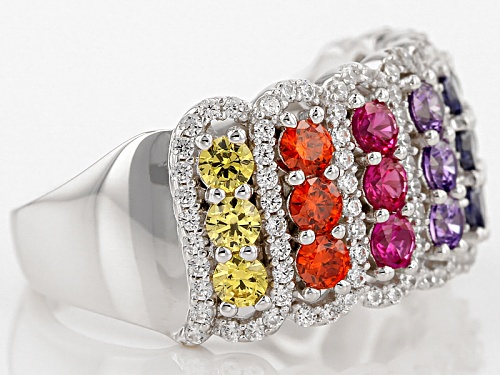 Bella Luce ®2.90ctw Multicolor Gem Simulants, Lab Created Ruby & Zircon Rhodium Over Sterling Ring - Size 5
