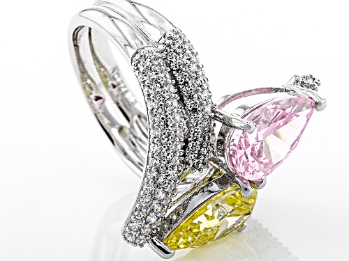Bella Luce ® 7.74ctw Multicolor Diamond Simulant Rhodium Over Sterling Silver Ring (4.27ctw Dew) - Size 12