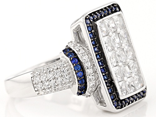 Bella Luce ® 3.46ctw Blue Sapphire And White Diamond Simulants Rhodium Over Sterling Silver Ring - Size 5