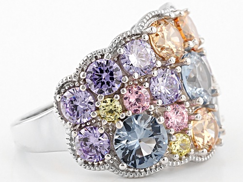 Bella Luce ® 11.10ctw Multicolor Diamond Simulants Rhodium Over Sterling Silver Ring - Size 5