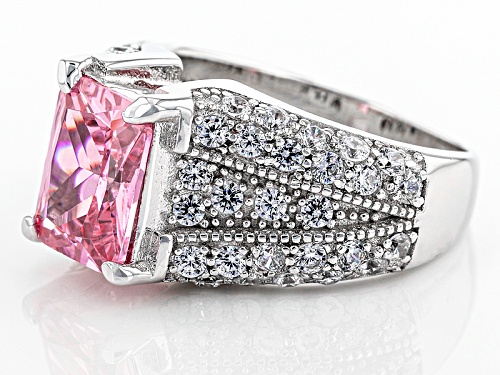 Bella Luce®6.50ctw Pink And White Diamond Simulants Rhodium Over Sterling Silver Ring(4.60ctw Dew) - Size 11