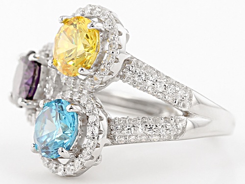 Bella Luce ® 5.13ctw Multicolor Gemstone Simulants Rhodium Over Sterling Silver Ring - Size 10