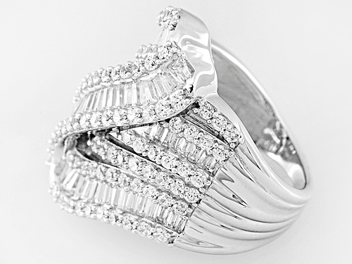 Bella Luce ® 5.96ctw Diamond Simulant Rhodium Over Sterling Silver Ring (3.74ctw Dew) - Size 7
