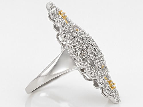 Bella Luce ® 1.66ctw Rhodium Over Sterling Silver And Eterno ™ Yellow Ring (.95ctw Dew) - Size 5