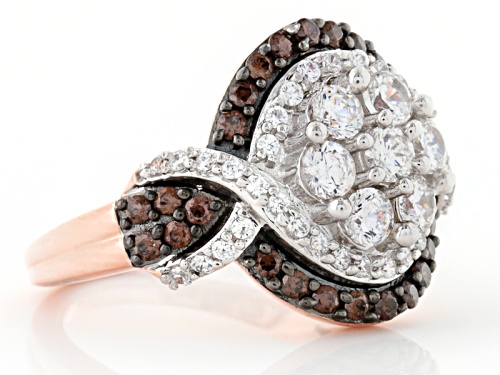 Bella Luce ® 2.76ctw White & Champagne Diamond Simulant Round Eterno ™ Rose Ring 1.57ctw Dew) - Size 6
