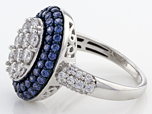 Bella Luce ® 3.43ctw Sapphire & White Diamond Simulants Rhodium Over Sterling Silver Ring - Size 12