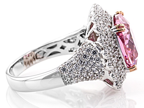 Bella Luce ® 12.45ctw Pink & White Diamond Simulants Rhodium Over Sterling Ring (6.05ctw Dew) - Size 11